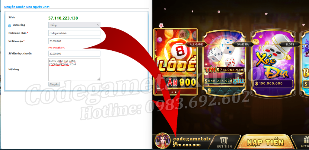 Cộng điểm người chơi game tài xỉu - codegametaixiu.com